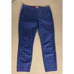 Joe Fresh Womens Chino Pants Blue Geometric Ankle Fit Pockets Flat Front 8